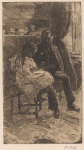Interior with a Man and a Girl Reading a Book Together