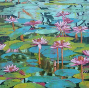 Vibrant Water Lilies by Barbara Piatti