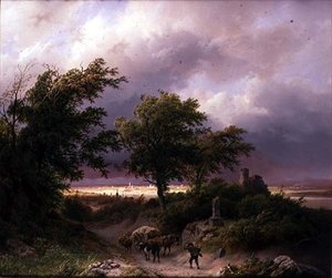 Wooded Landscape with a Distant View of Cleve by Barend Cornelis Koekkoek