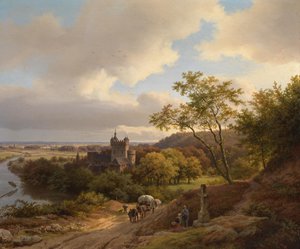 A Castle between Trees by a River by Barend Cornelis Koekkoek