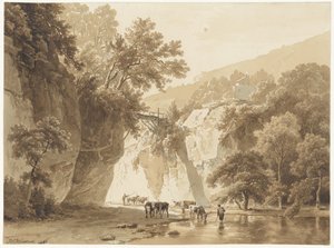 Rocky Landscape with Drinking Cows by Barend Cornelis Koekkoek
