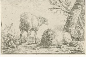 Two Sheep and a Goat by Barend Graat