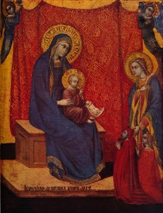 The Madonna Enthroned and Two Donors in Adoration by Barnaba da Modena