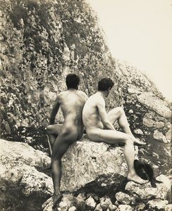 Two Nude Male Youths on Rock