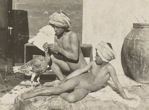 Two Nude Youths with Turkey by Baron Wilhelm von Gloeden