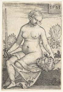 Judith, Seated Nude with a Sword in Her Right Hand, Gazing Down at the Head of Holofernes, 1523