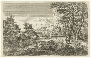 Landscape with Man and Boy by Bartholomäus Ignaz Weiss (attributed to)