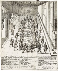 Festive meal on the occasion of the pledge of allegiance received by Ferdinand IV, King of the Romans, King of Hungary, and King of Bohemia on 5 September 1651 in Vienna