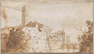 A View of Bracciano with the Church of S. Maria Assunta by Bartholomeus Breenberg