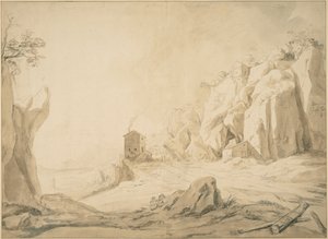 Landscape with a Road below Cliffs near Bracciano by Bartholomeus Breenbergh