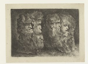 Various Heads of Men, Animals, and Mascarons by Bartholomeus Breenbergh