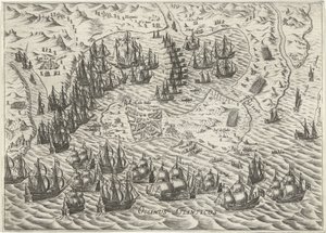 Naval Battle off Cadiz, 1596 by Bartholomeus Willemsz. Dolendo (attributed to)
