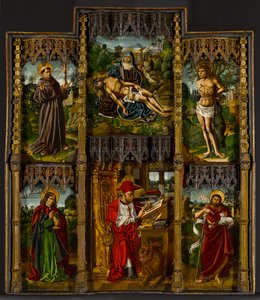 Portable Altarpiece: Pietà, Saints Francis, Sebastian, John the Evangelist, Jerome, and John the Baptist, c.1500