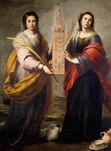 Saints Juste and Rufine, Patronesses of Seville, carrying the Giralda
