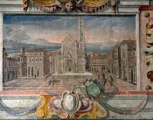 Bedroom, Frieze Depicting Towns under Medici Rule, Possibly Lucca (detail)