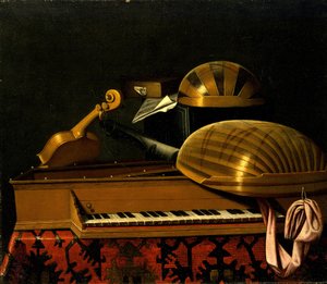 Still Life with Musical Instruments and Books, Mid 17th century by Bartolomeo Bettera