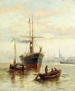 A Harbour Scene with a View of Venice by Bartolomeo Bezzi