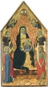 The Virgin and Child Enthroned Between Four Angels and Saints by Bartolomeo Bulgarini