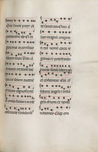 Missale: Fol. 112: contains some music as part of Palm Sunday liturgy by Bartolomeo Caporali