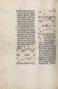 Missale: Fol. 121v: contains music for Hely Hely Lama etc. within St. Mattion Passion, 1469 by Bartolomeo Caporali