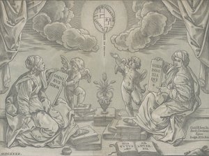 Allegory of a Thesis, Two Women Hold Inscribed Tablets by Bartolomeo Coriolano