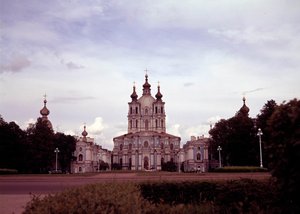 Architecture: view of the Smolny monastery by Bartolomeo Franceso Rastrelli