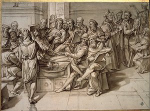Anatomy lecture given by Michelangelo Buonarroti (Michelangelo) by Bartolomeo Passarotti
