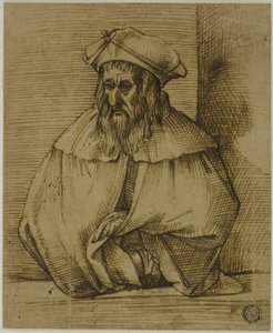 Half-Length Sketch of a Gentleman Wearing Hat and Cape by Bartolomeo Passarotti
