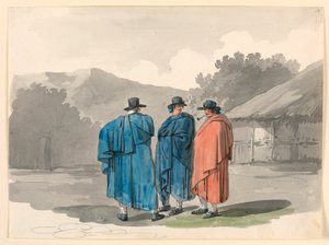 A Group of Three Peasants in a Village by Bartolomeo Pinelli