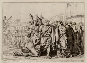 Atilius Regulus preparing to leave Rome to return to captivity in Carthage by Bartolomeo Pinelli