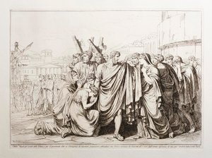 Attilio Regolo, for the Love of His Country, and for the Oath Given to the Carthaginians to Return as Prisoner, Abandons His Consort with Heroic Constancy, and His Children with No Hope of Ever Seeing Them Again by Bartolomeo Pinelli