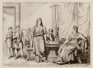 Cornelia, mother of the Gracchi, showing her sons as her jewels by Bartolomeo Pinelli