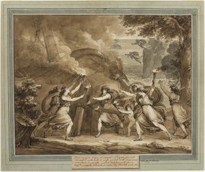 Cupid Advises Calypso to Set Fire to Mentor’s Ship, from The Adventures of Telemachus, Book 7 by Bartolomeo Pinelli