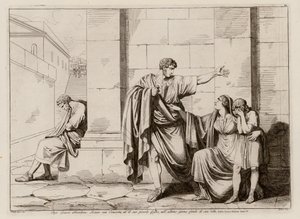 Gaius Gracchus saying goodbye to his wife and son by Bartolomeo Pinelli