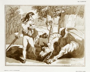 Jason putting dragon guarding Golden Fleece asleep by Bartolomeo Pinelli