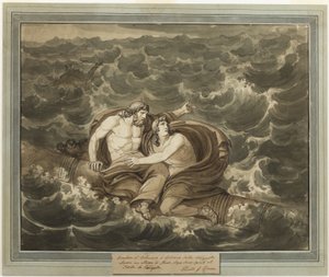 Mentor and Telemachus, Having Survived the Storm, Are Spirited to the Island of Calypso on a Mast, from The Adventures of Telemachus, Book 6 by Bartolomeo Pinelli