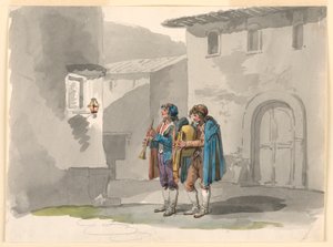 "Pifferari," Two Pipers from the Abruzzi in Rome by Bartolomeo Pinelli