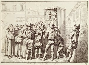 Puppet booth in Rome by Bartolomeo Pinelli