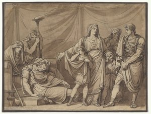 Queen Tranquilla Being Shown the Corpse of Her Husband Tarquin, Illustration for Charles Rollin’s Roman History by Bartolomeo Pinelli