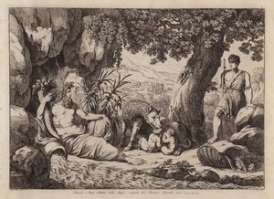 Romulus and Remus suckled by the she-wolf, and discovered by the shepherd Faustulus by Bartolomeo Pinelli