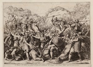 The Sabine women make peace between their army and that of Rome by Bartolomeo Pinelli