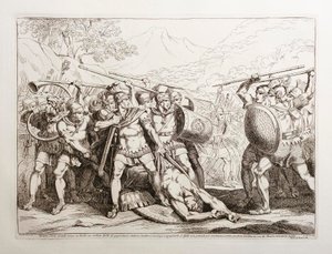 Valerio Corvo Killing a Giant Gaul Soldier in a Duel, While Undressing Him, the Gauls, Unable to Restrain Themselves, Run to Avenge Him, but are Completely Defeated by the Romans by Bartolomeo Pinelli