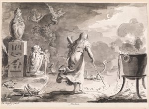 Medea. A Woman with Her Back Turned, Among Reptiles, Half-Creatures, a Witch