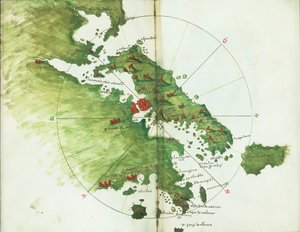 Chart of Negroponte, c.1485 by Bartolomeo da li Sonetti
