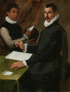 Portrait of an unknown man and his Servant by Bartolommeo (attr. to) Passerotti