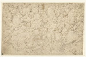 Battle Between Cavalry and Infantry and the Leading Away of Prisoners by Bartolommeo Neroni (attributed to)