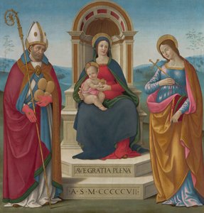 Madonna and Child with St Justus of Volterra and St Margaret of Antioch by Bastiano Mainardi