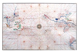 Navigation Chart Showing China, Ceylon and the Philippines and the Tropics of Cancer and Capricorn, c.1540 by Battista Agnese