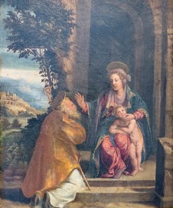 Virgin with Child and Bishop by Battista & Dossi Dosso (c.1486 1542) Dossi