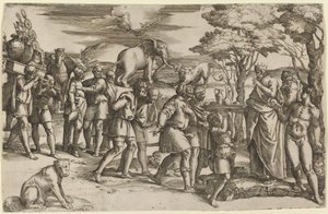 Abraham Paying Tithes to Melchisedek by Battista Franco